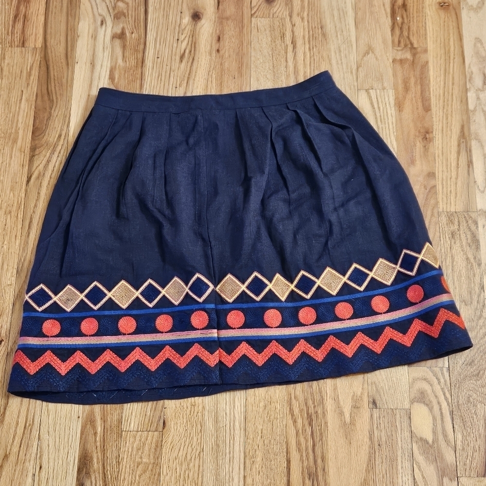 Pomelo Anthropologie Rayon Linen Blend Pleated Skirt Size M